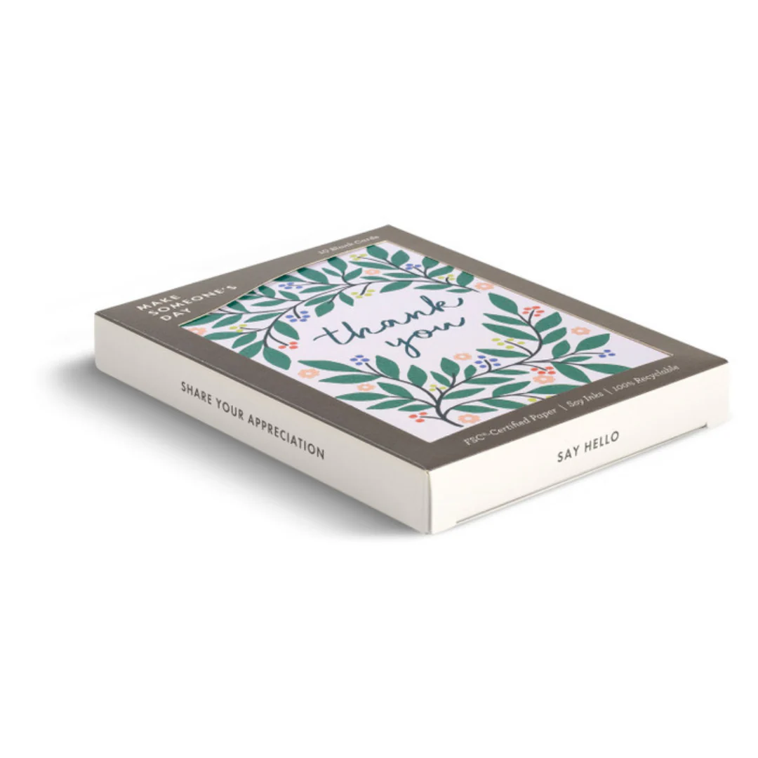 Botanical Wreath Blank Thank You Notecards - Image 4