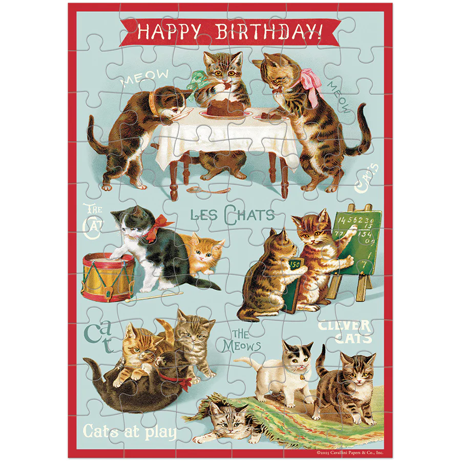*Coming Soon Spring 2026* Cavallini & Co. Puzzle Greeting Card - Happy Birthday Cat's Party - Image 2