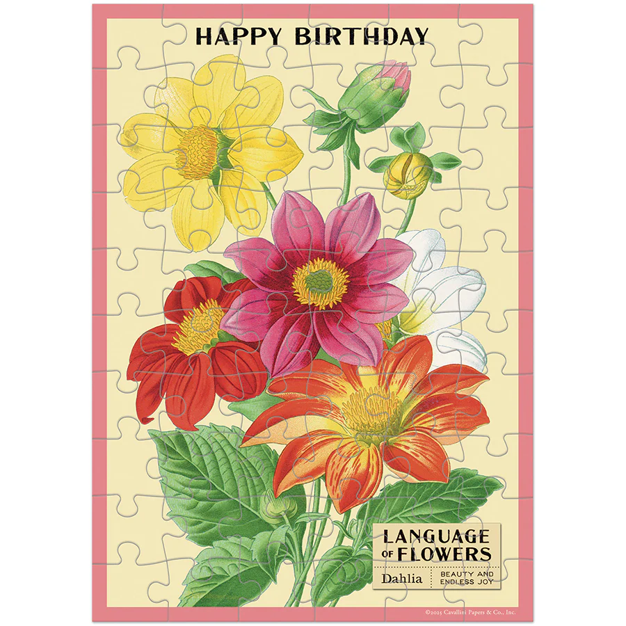 *Coming Soon Spring 2026* Cavallini & Co. Puzzle Greeting Card - Happy Birthday Language of Flowers - Image 2