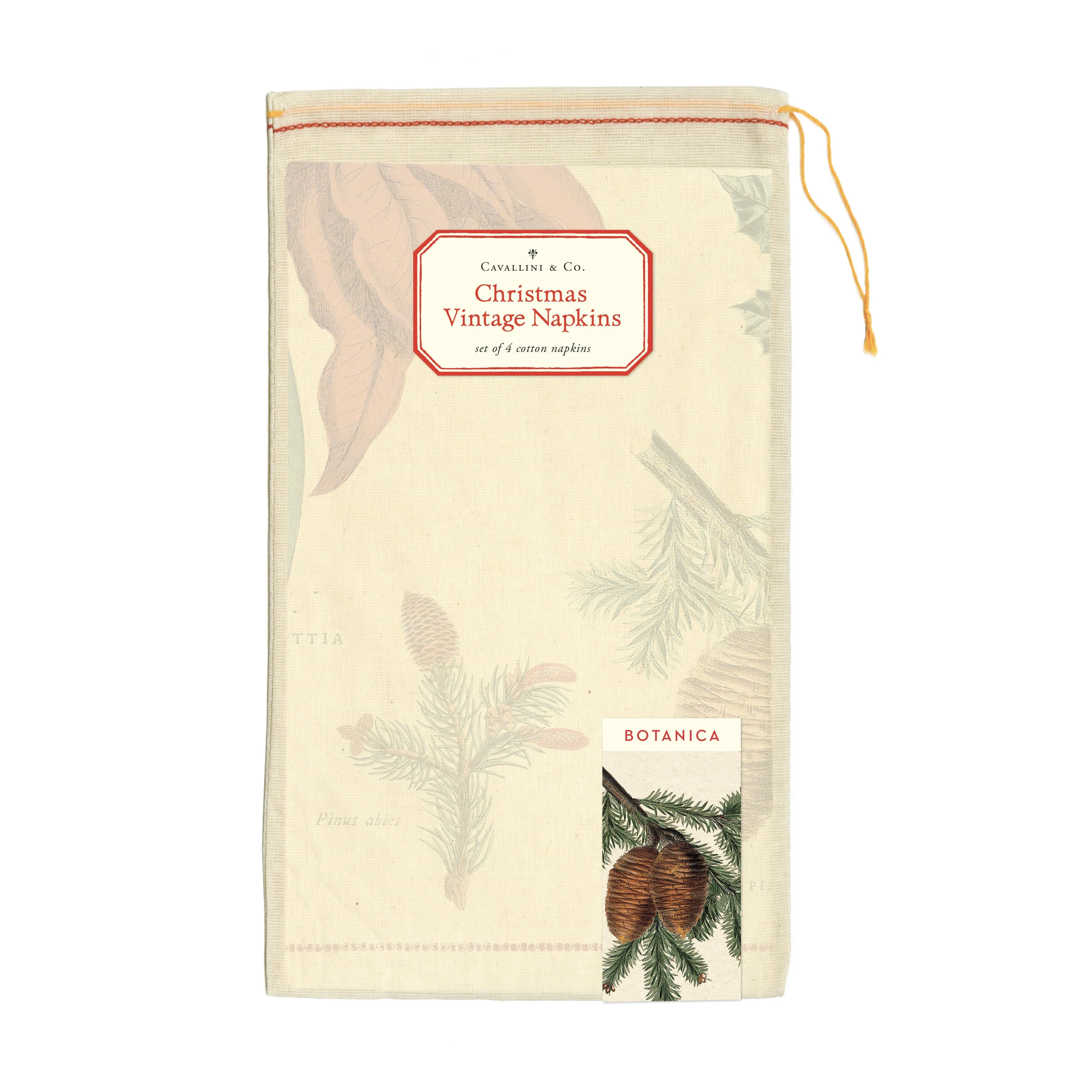 Cavallini & Co. Cloth Napkin Set of 4 - Christmas Botanica - Image 2