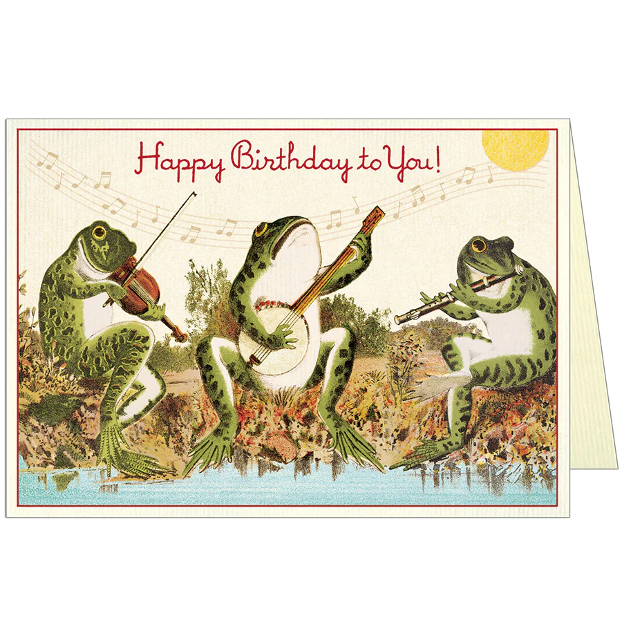 Cavallini & Co. Greeting Card - Happy Birthday Musical Frogs