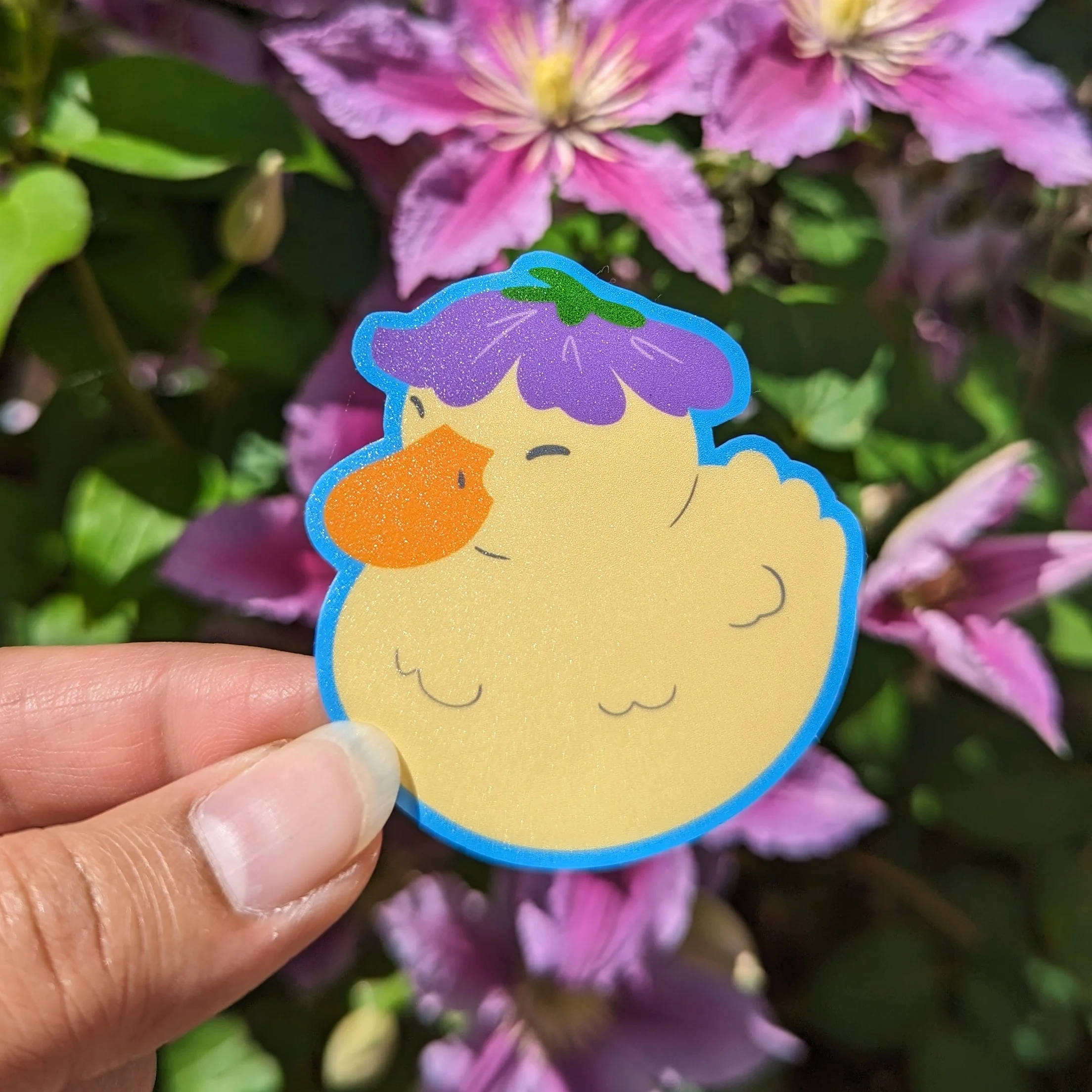 Purple Flower Duck Hat Sticker - Image 2
