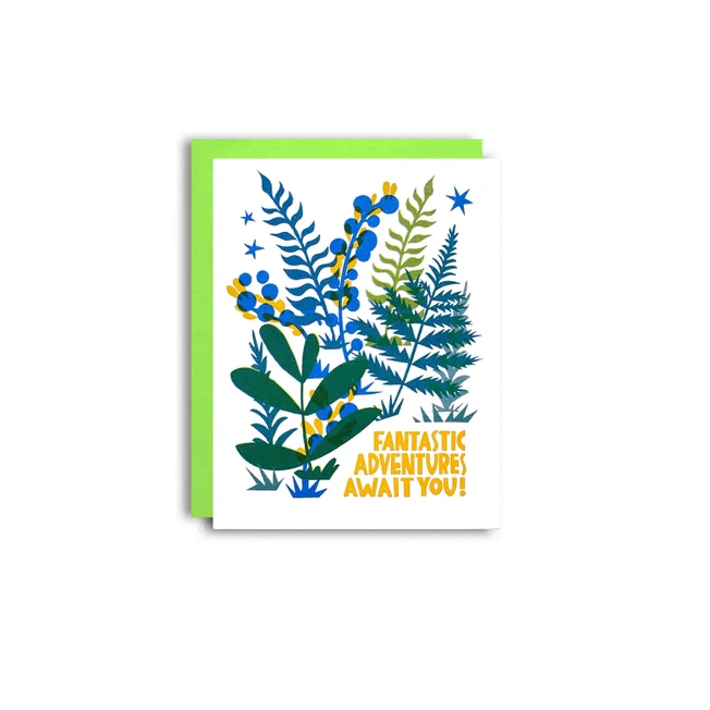 Fantastic Adventures - Forest Fern Risograph Card
