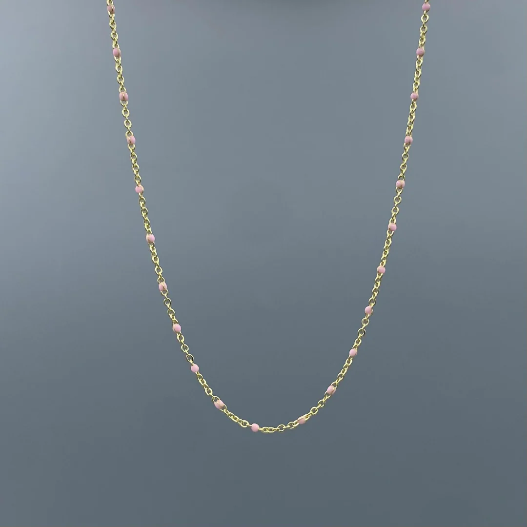 GF Pink Enamel Satellite Necklace