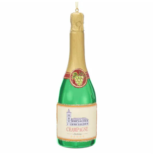 Glass Champagne Bottle Ornament
