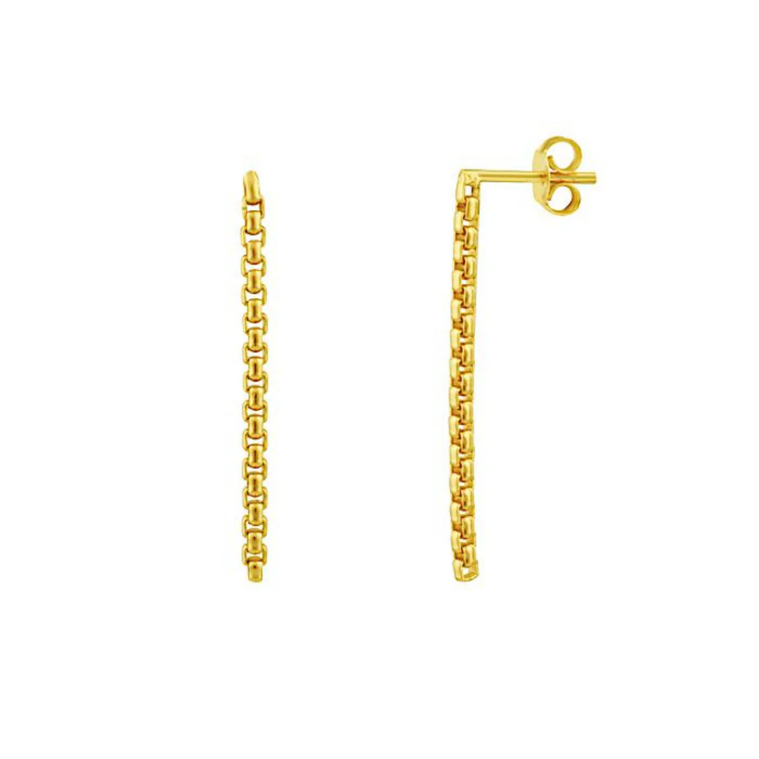 Gold Box Link Drop Earrings