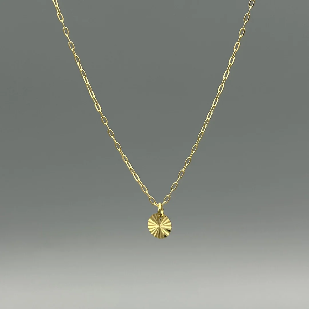 Gold Mini Sunbeam Disc Necklace