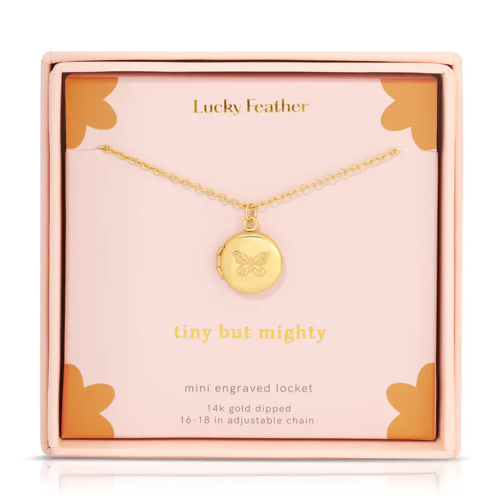 Mini Engraved Locket - Butterfly