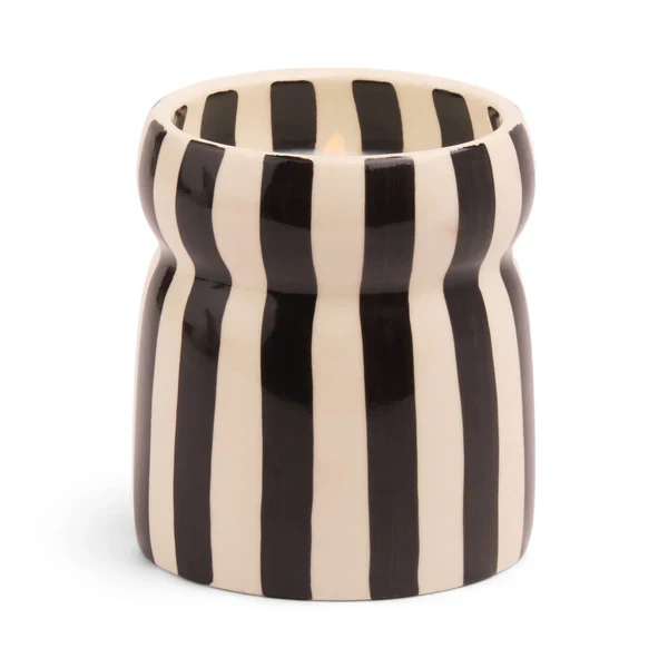 Paddywax Cabana Black Striped Candle - Lava Stone