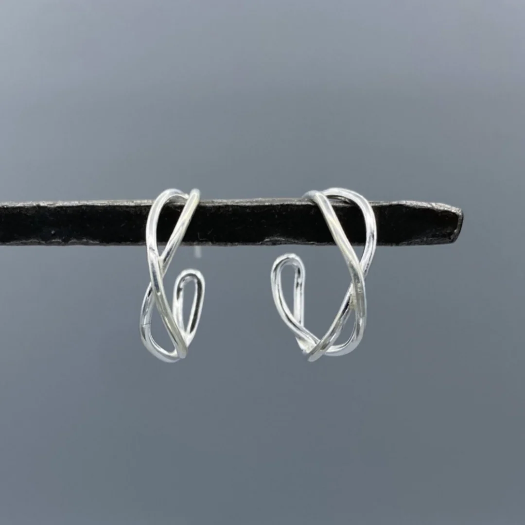 Silver Twisted Post Hoops