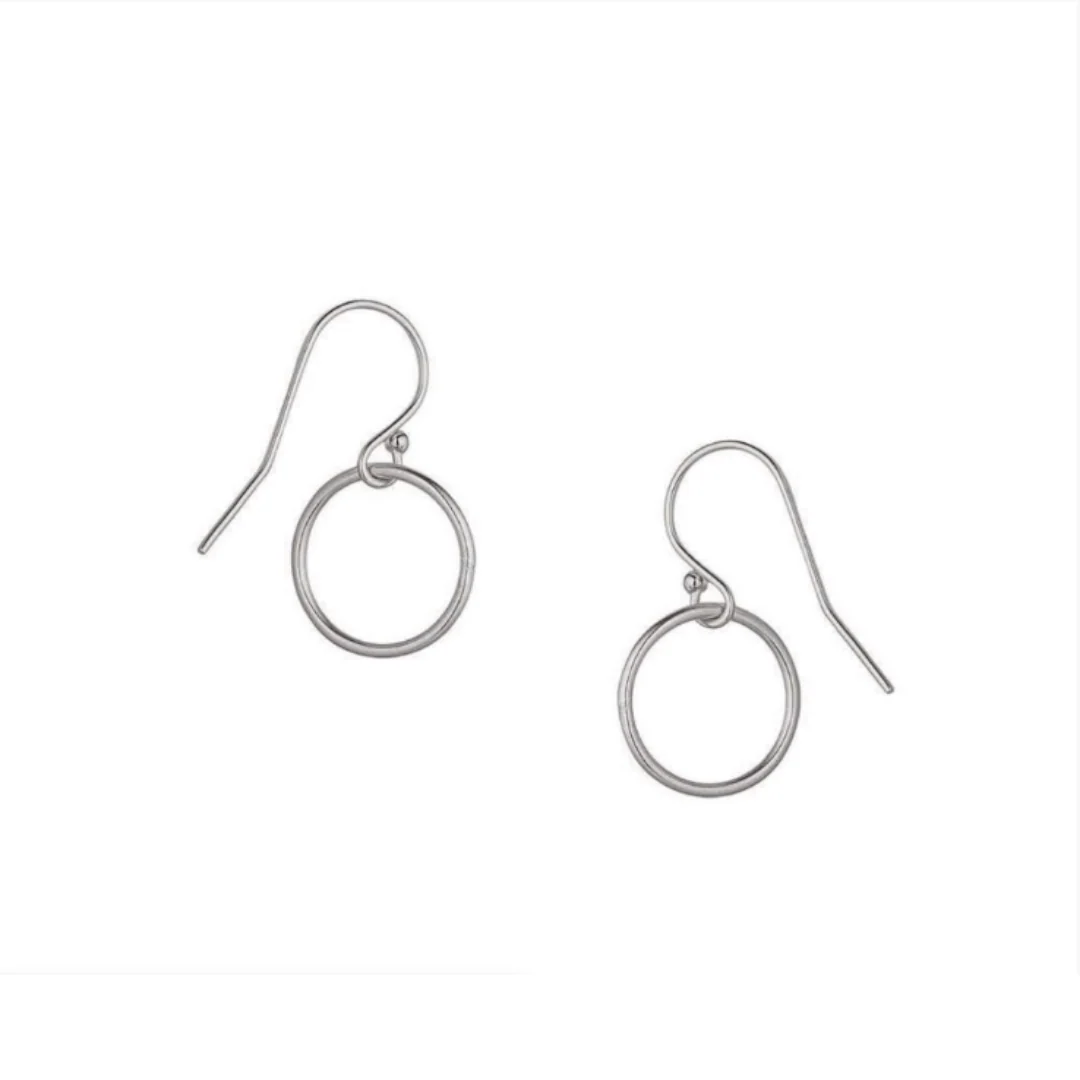 Small Circle Drop Earrings SIlver
