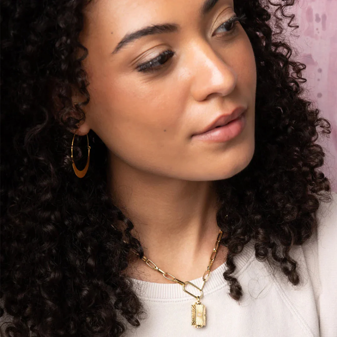 Stella Locket Necklace- Positive Energy/Pyrite/Gold - Image 3