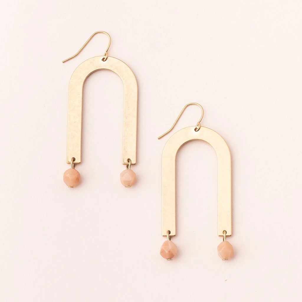 Stone Arches Earring - Gold/ Sunstone Stone of Energy