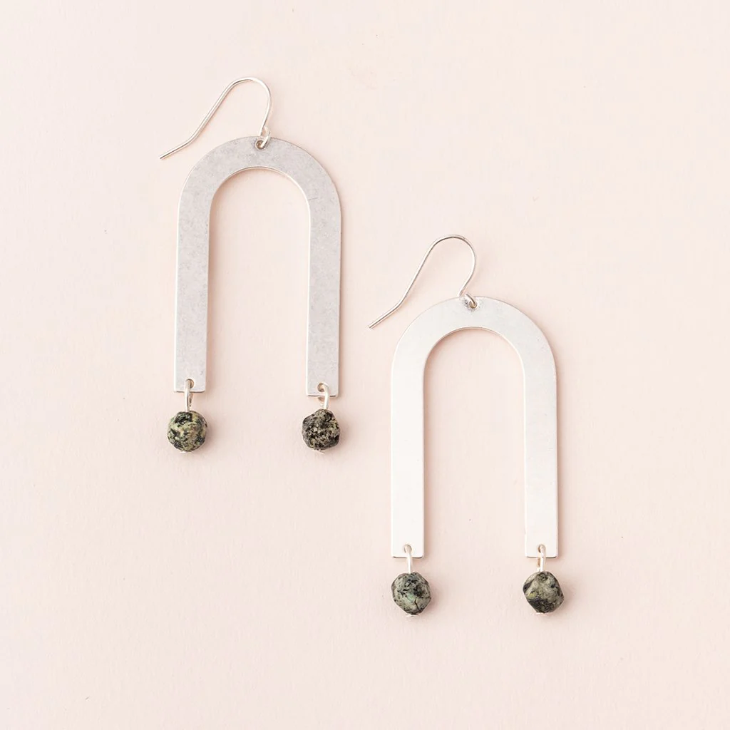 Stone Arches Earring - Silver/African Turquoise Stone of Transformation