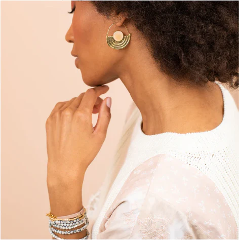 Stone Orbit Earring - Turquoise / Gold - Image 2