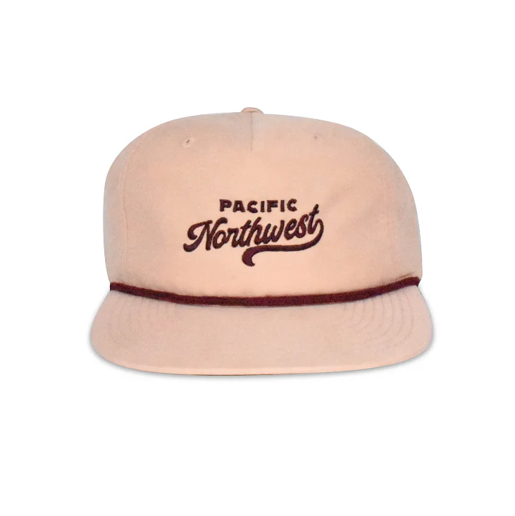 The Westy 5-Panel Hat Pale Peach/ Maroon