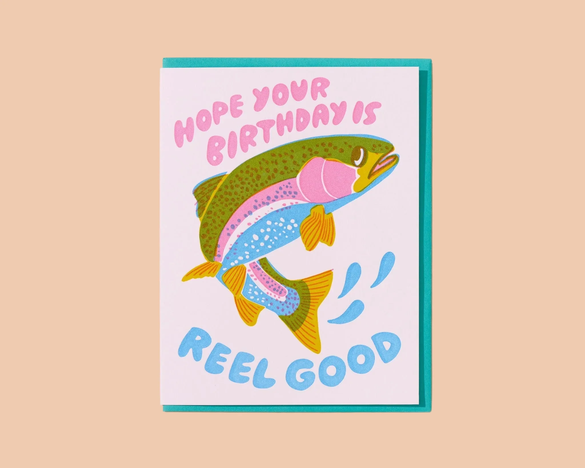 Trout Reel Good Fish Birthday Letterpress Card