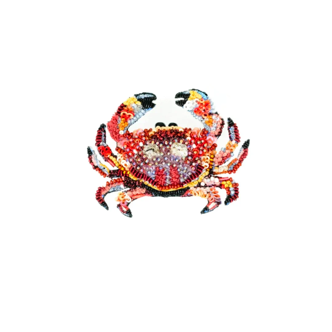 Trovelore Brooch Pin - Orange Stone Crab