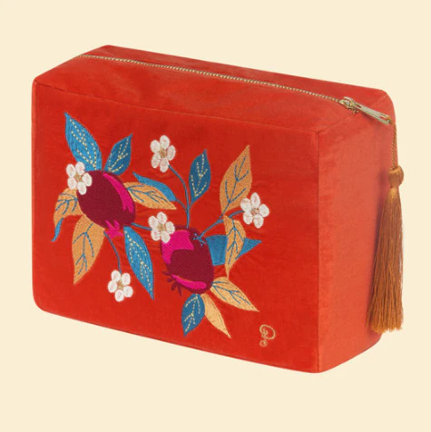 Velvet Vanity Bag - Pomegranate Tangerine
